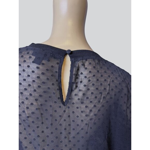 Torrid Sheer Black Dotted Puff Sleeve Swiss Dot Blouse Size 0/Large Women's Top - Picture 7 of 11
